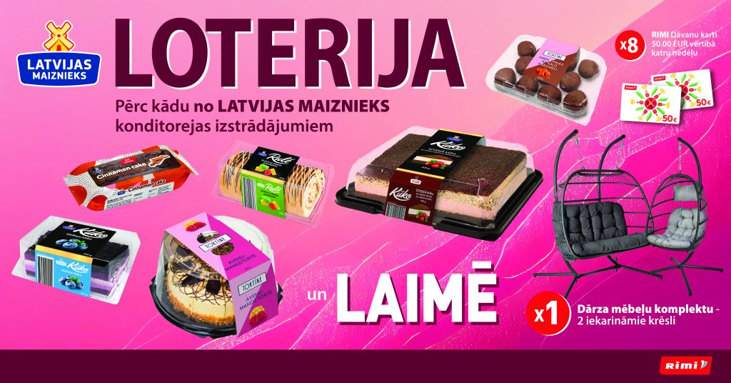 Kūkas, tortes, ruletes! loterija Rimi veikalos – Loterijas.lv