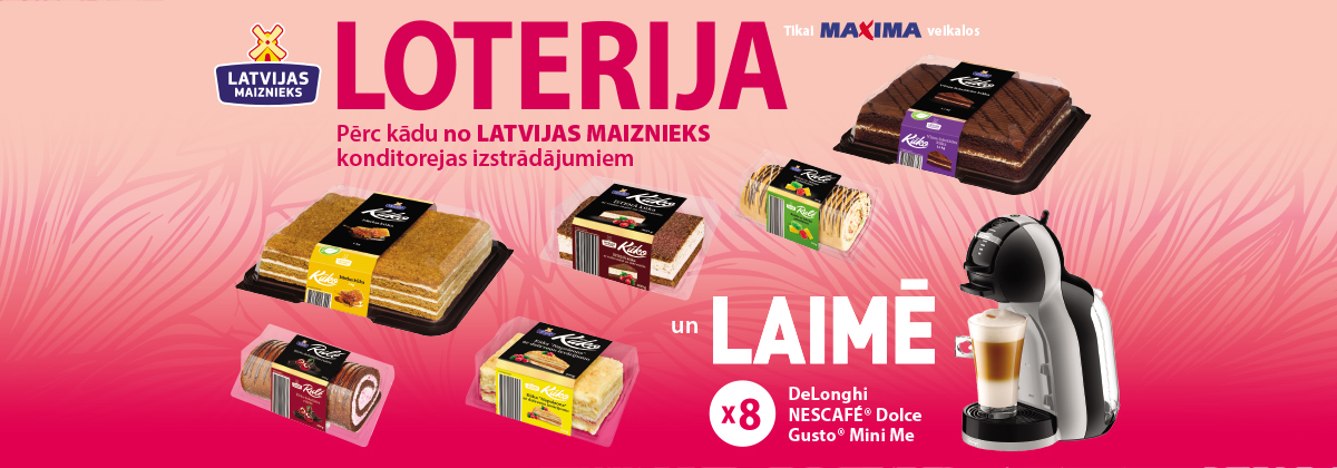 Kūkas, tortes, ruletes! loterija Maxima veikalos